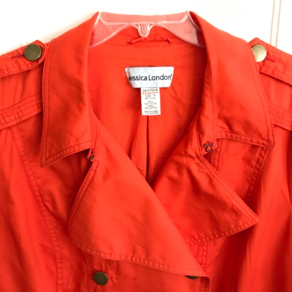 JESSICA LONDON Cotton Utility Jacket Denim Orange Jean Women’s Plus Size 18 2X - Picture 2 of 16